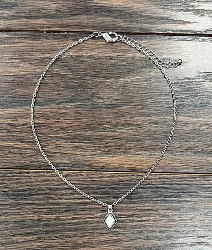 Diamond White Turquoise Necklace