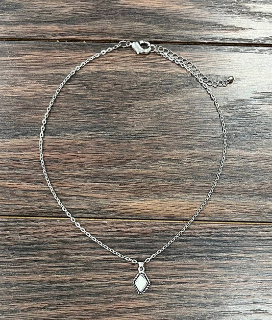 Diamond White Turquoise Necklace