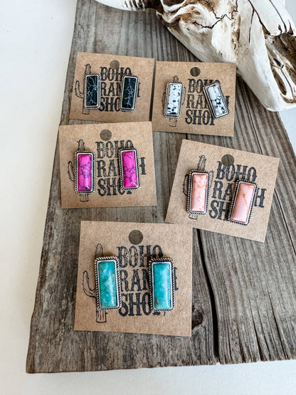 Western Mini Stone Stud Earrings