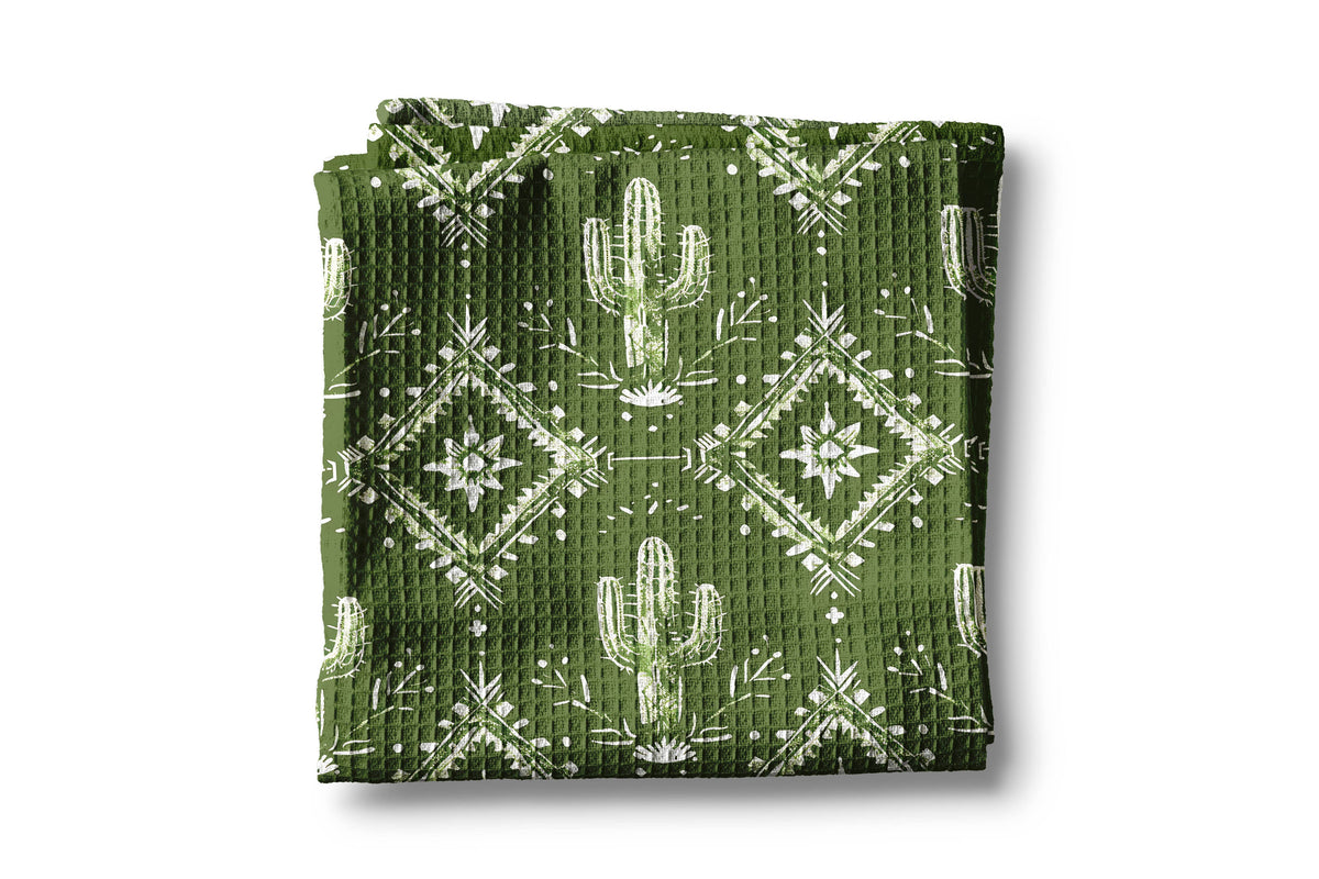 Retro Cactus Kitchen Waffle Towel