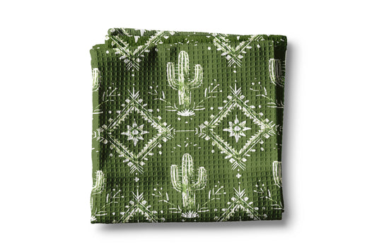 Retro Cactus Kitchen Waffle Towel