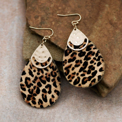 Animal Hair Teardrop Dangle Earrings
