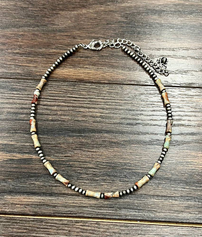 Natual Stone and Navajo Gemstone Necklace