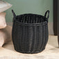 Lucius Round Resin Woven Wicker Basket with Handles