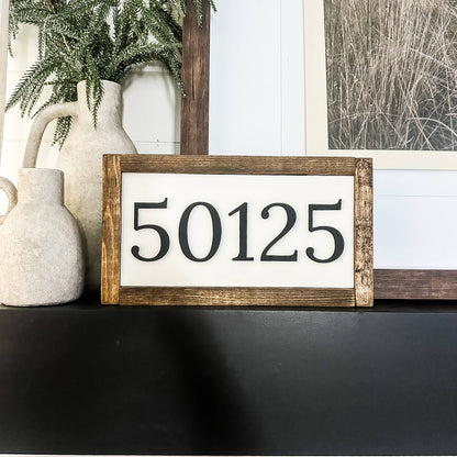 Zip Code/Area Code or House Number Custom 3D Laser Wood Sign