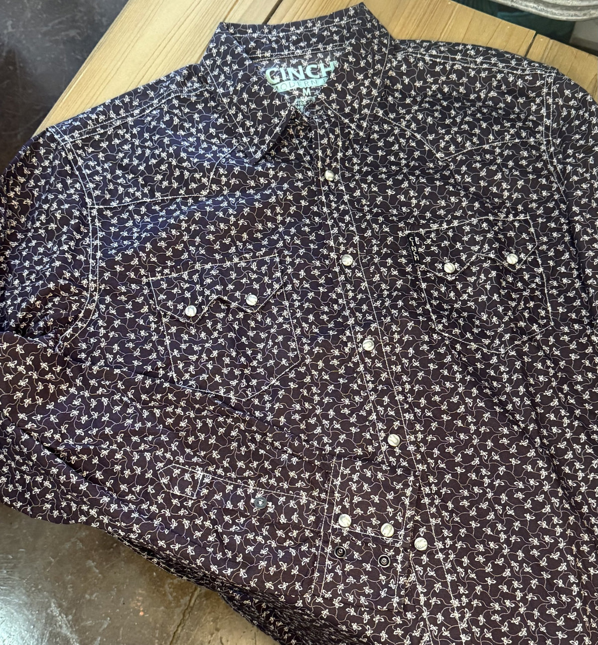 Men's Cinch Modern Print Dark Purple Button Down Shirt