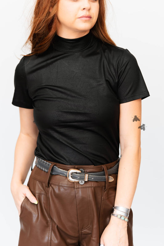 Women's 2FlyCo Leather Feelz Top - Midnight