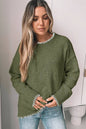 Women's Slit Knitted Sweater - Green