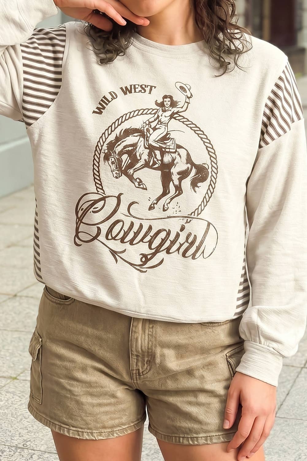 Women's Patchwork Striped Shift Sweatshirt