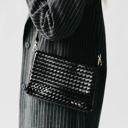 Wrenlee Woven Flap Crossbody - Black