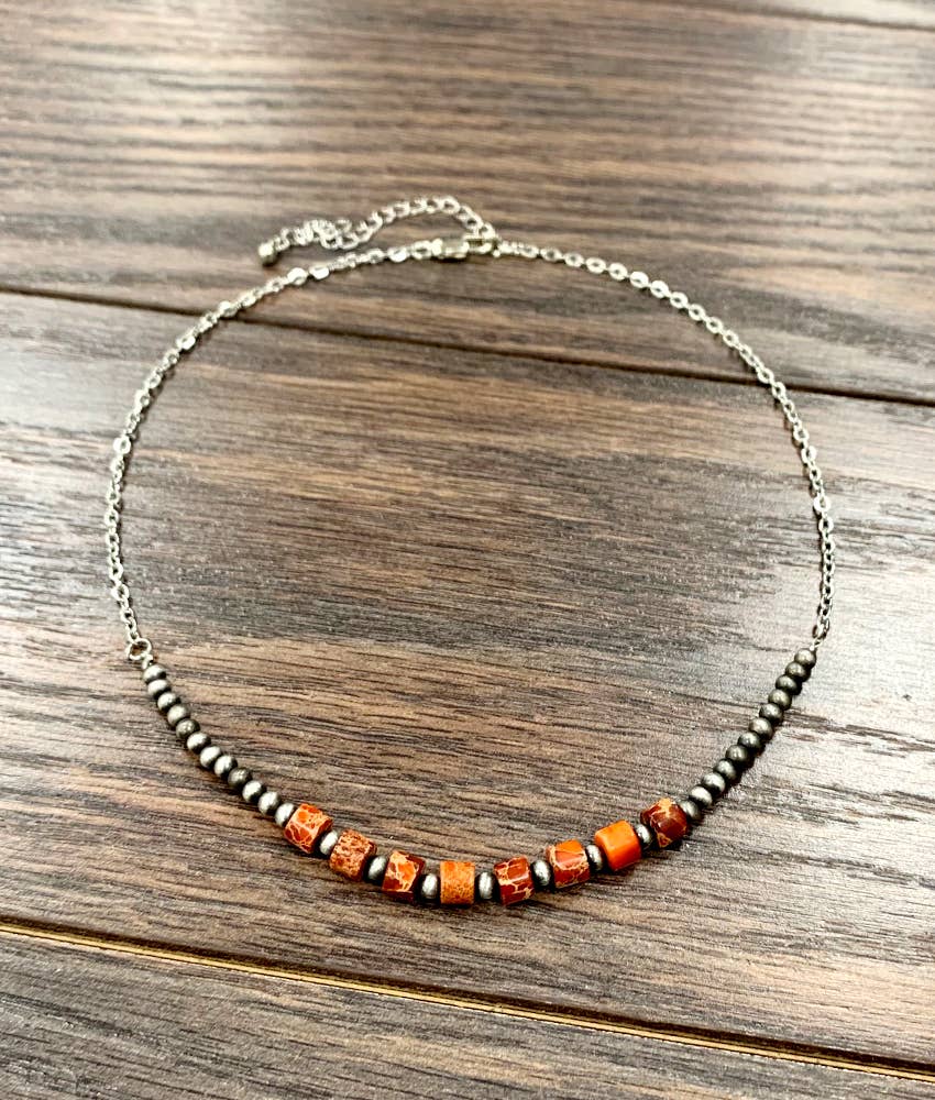 Orange Rondelle Gemstone Necklace