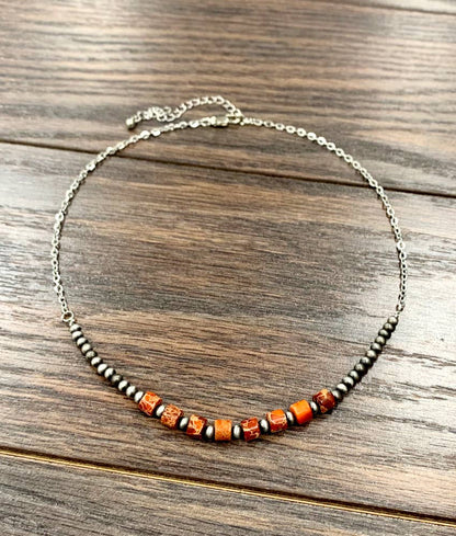 Orange Rondelle Gemstone Necklace
