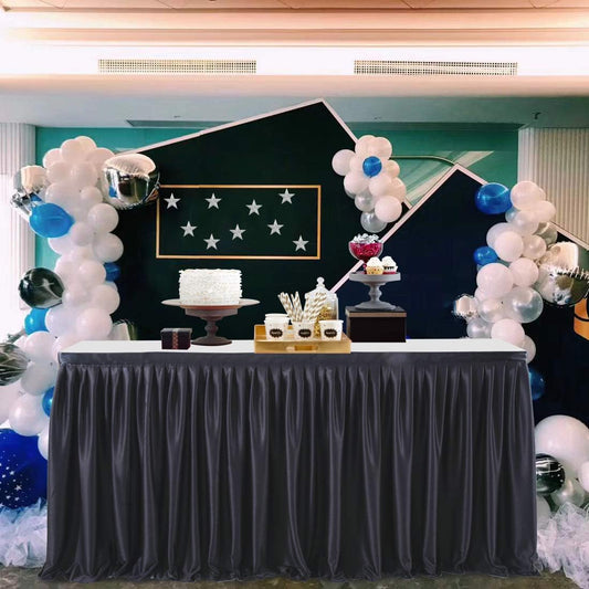 Black Ruffle Table Skirts for Rectangle Tables