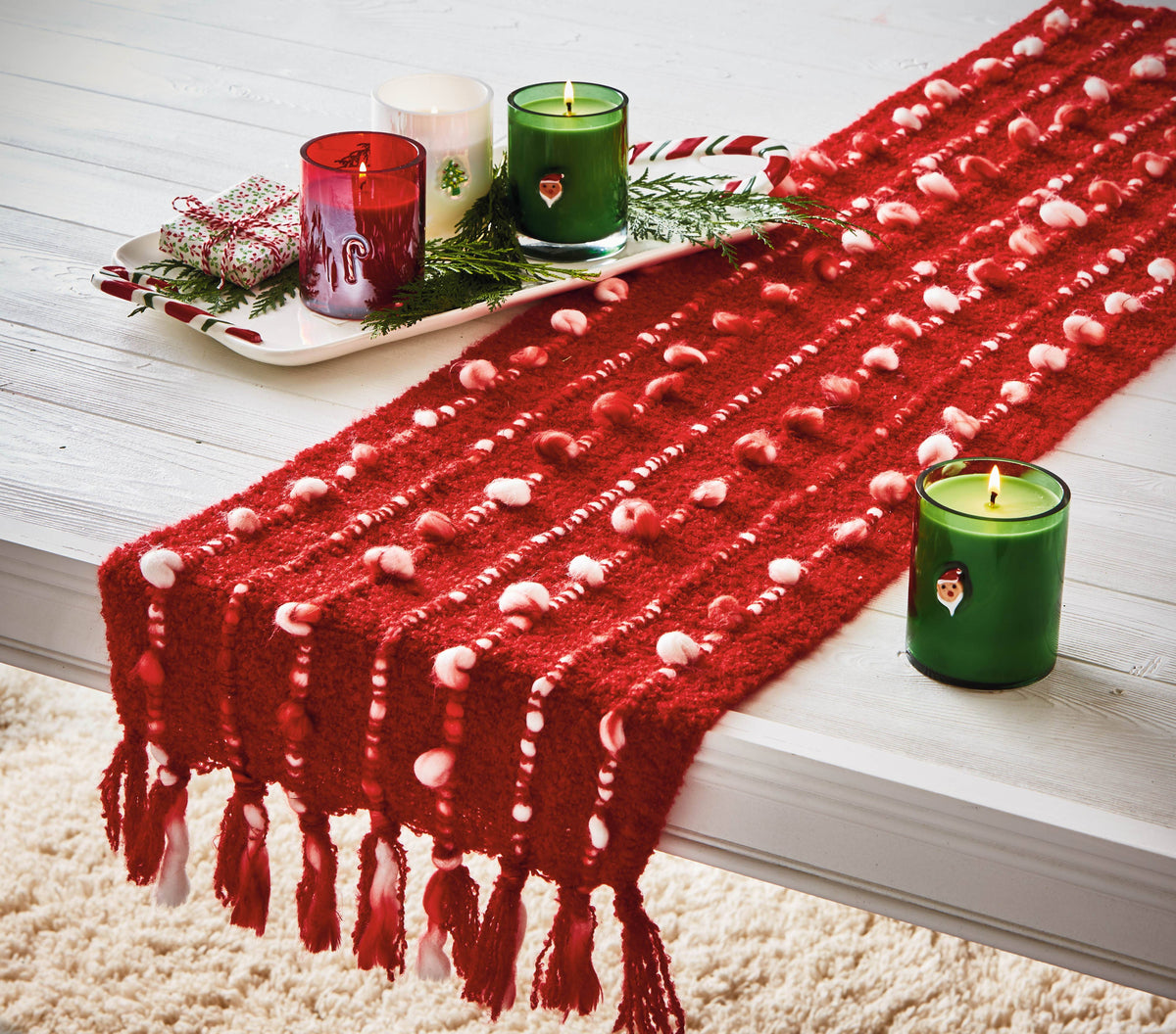 Tis The Season Runner Red Cotton Christmas