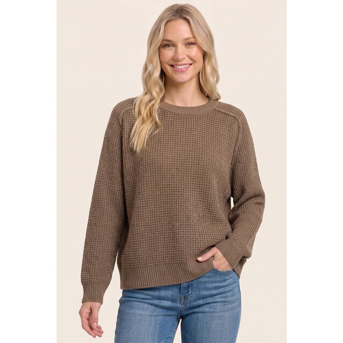 Women's Waffle Textured Sweater