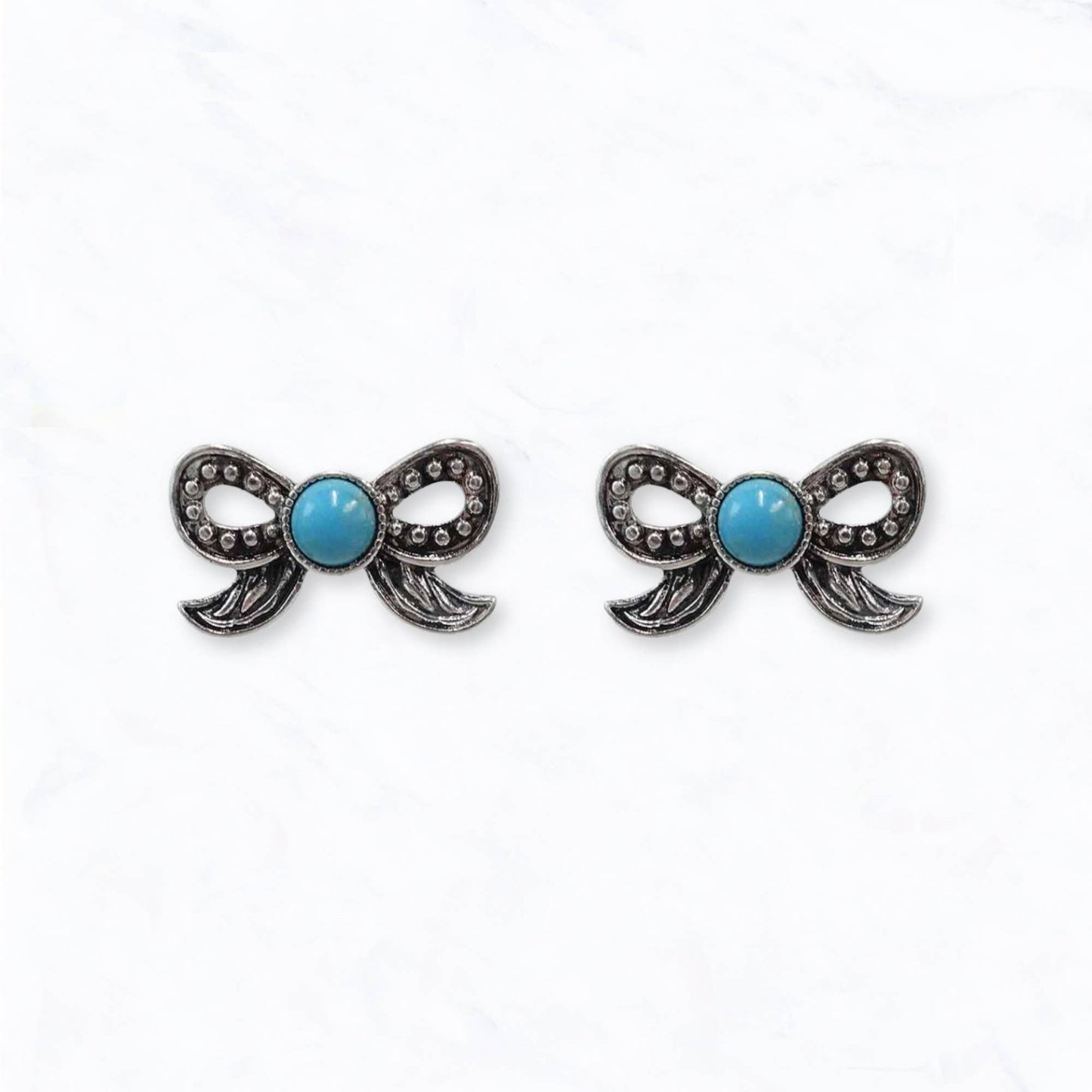Western Turquoise Bow Stud Earrings