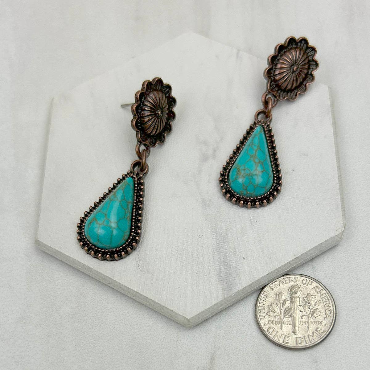 Copper with Blue Turquoise Earrings