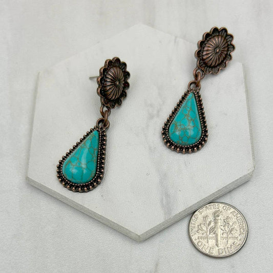 Copper with Blue Turquoise Earrings