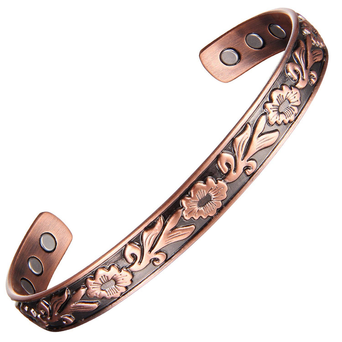 Floral Copper Bracelet with Magnets