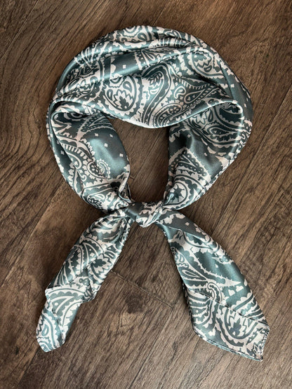 Wild Rag Slate Grey and White Paisley Cowboy Western Neck Scarf Bandanna by Double B Wild Rags