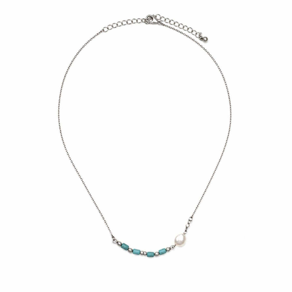Pearl Turquoise Bead Accent Necklace