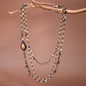 Triple Layered Mixed Glass Bead and Stone Necklace