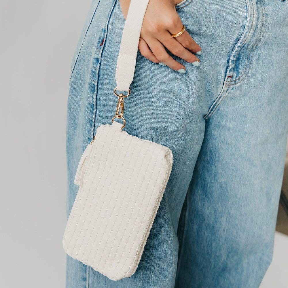 Emma Woven Clutch Wristlet - Cream