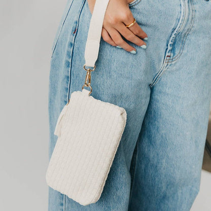 Emma Woven Clutch Wristlet - Cream