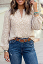 Women's V-Neck Floral Textured Blouse
