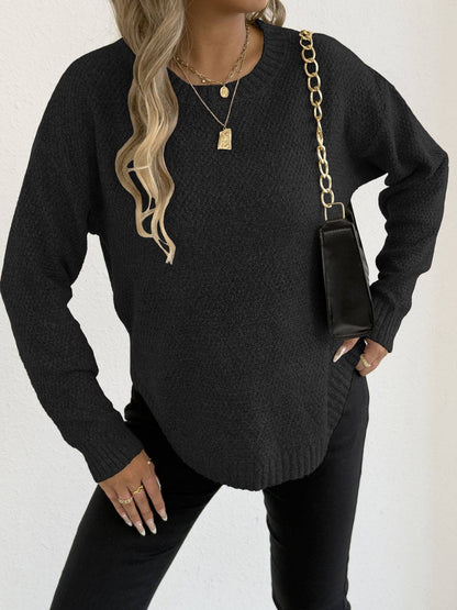 Women's Round Hem Sweater - Black