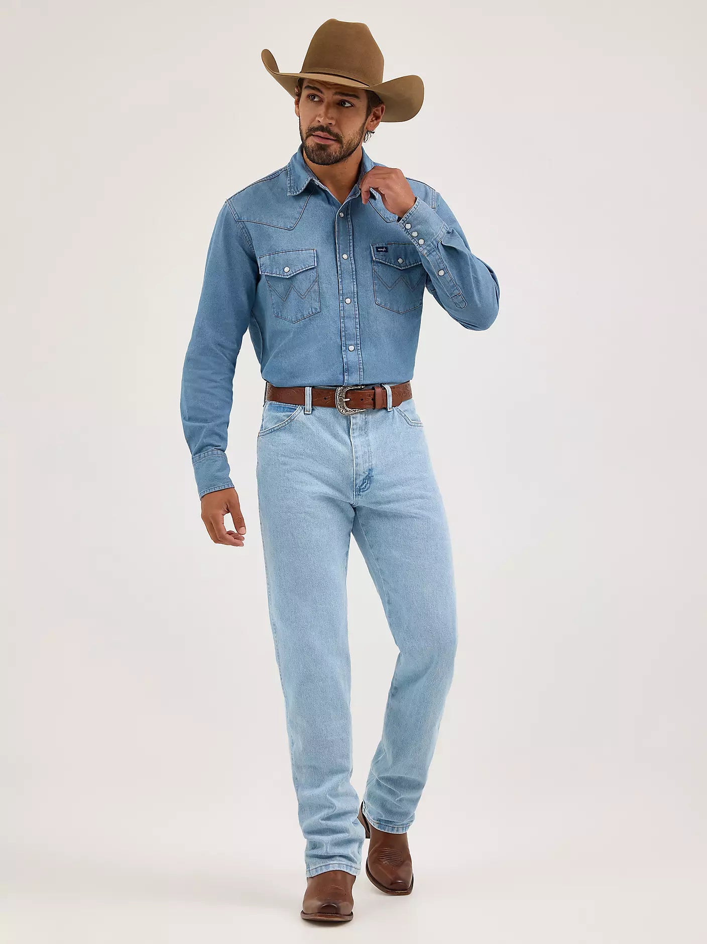Men's Wrangler Cowboy Cut® Long Sleeve Western Snap Denim Workshirt
