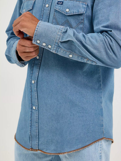 Men's Wrangler Cowboy Cut® Long Sleeve Western Snap Denim Workshirt