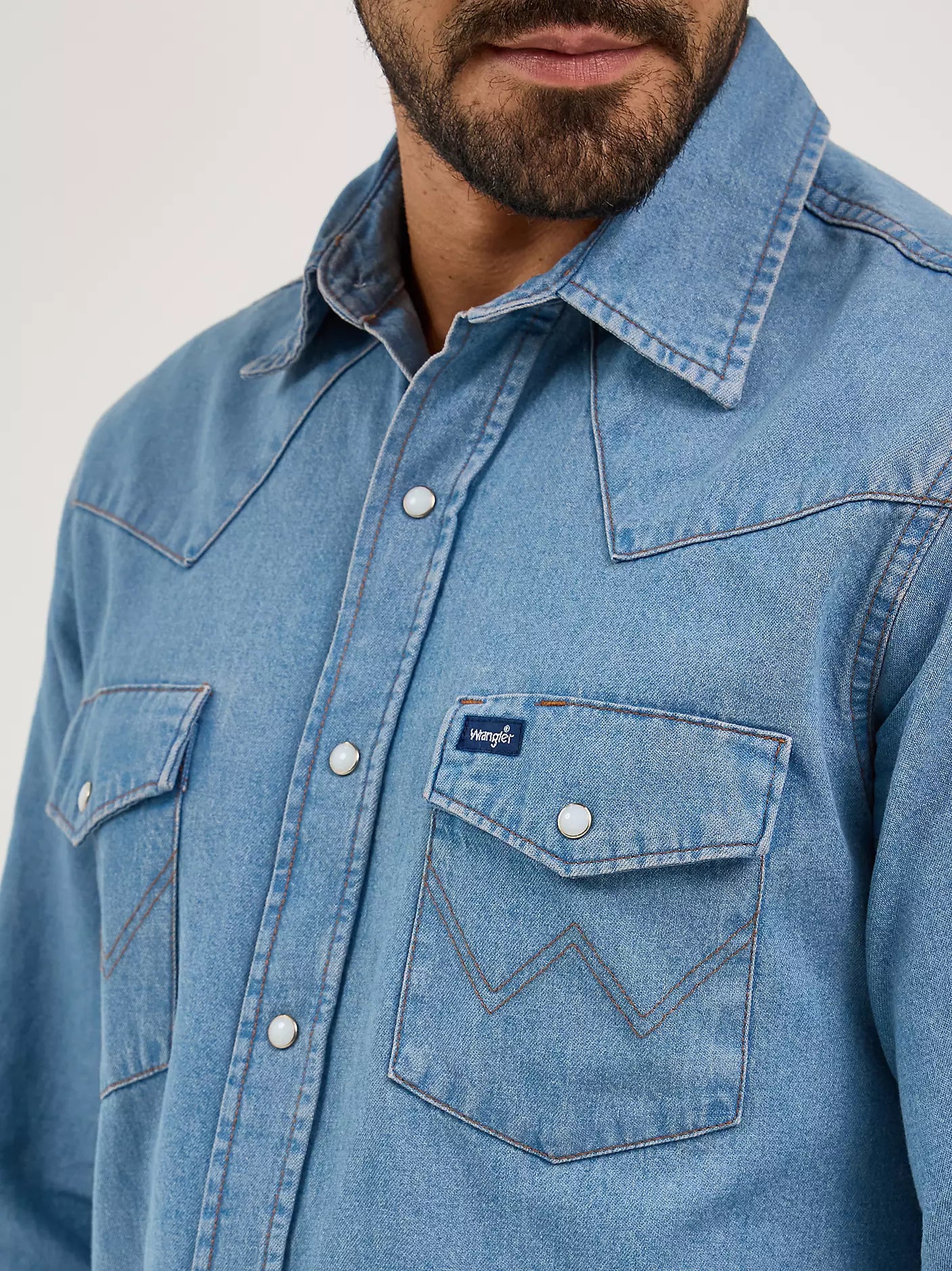 Men's Wrangler Cowboy Cut® Long Sleeve Western Snap Denim Workshirt