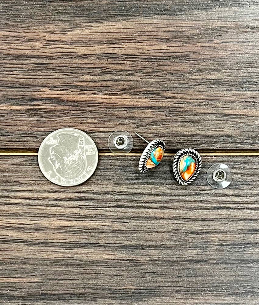 Drop Gemstone Stud Earrings