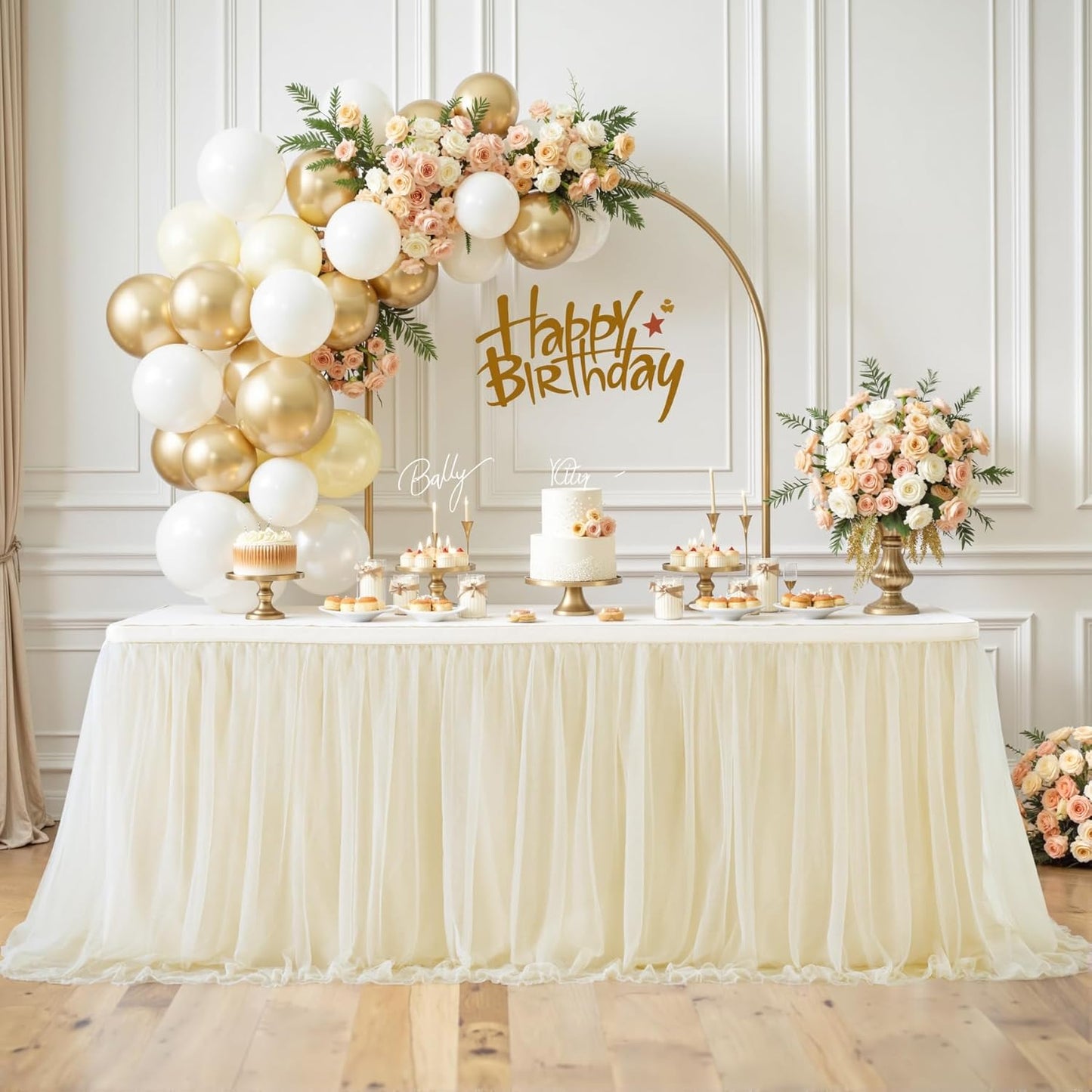 Champagne Tulle Table Skirts