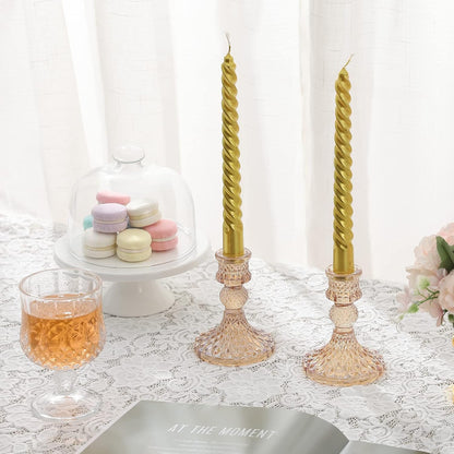 Glass Candlestick Holders including Battery Operated Candle Stick