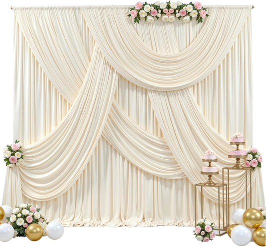 5ft x 15ft Champagne Wrinkle Free Backdrop Curtains
