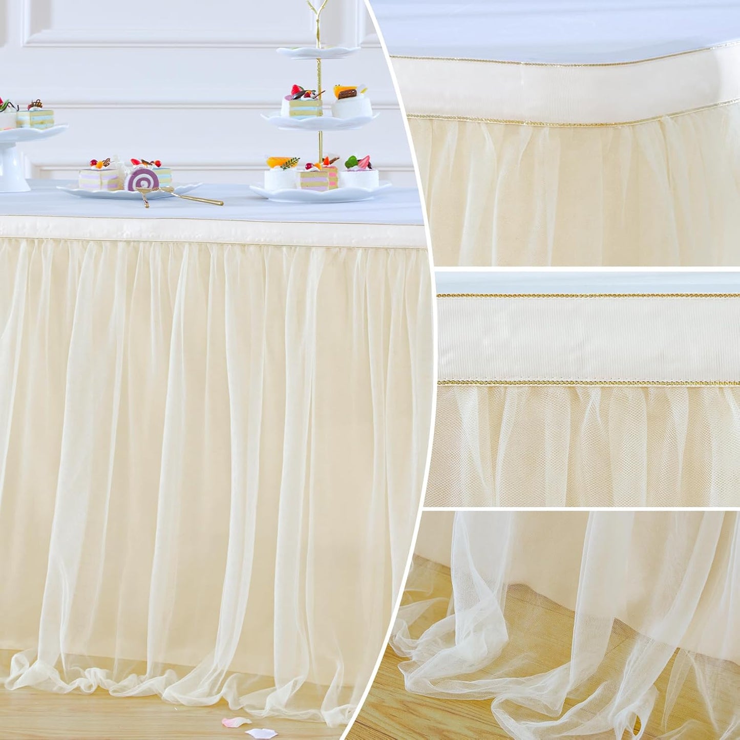 Champagne Tulle Table Skirts