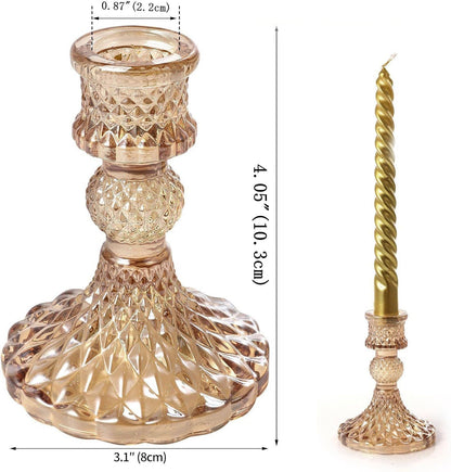 Glass Candlestick Holders including Battery Operated Candle Stick