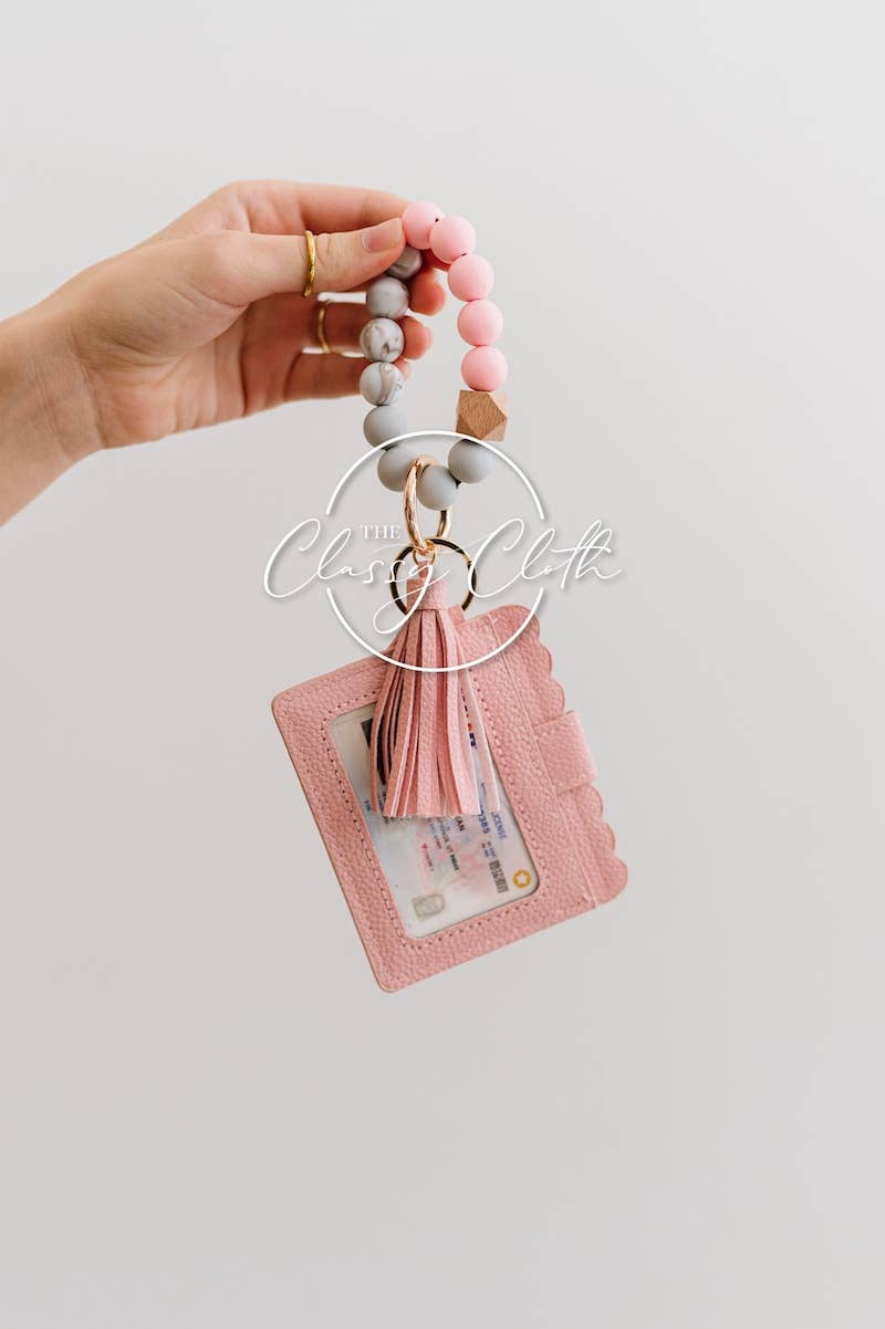 Wristlet Keychain Wallet - Peachy Pink