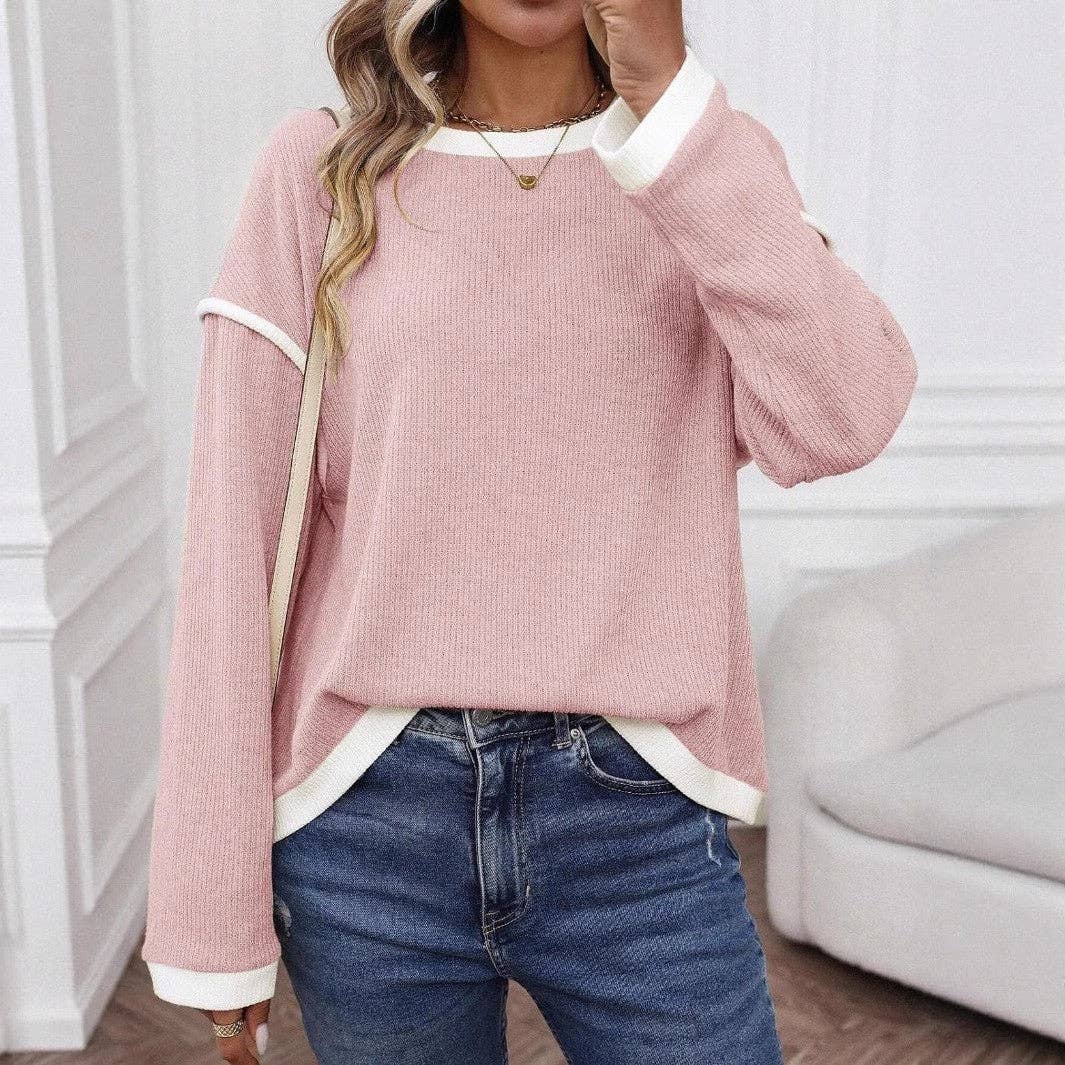 Women's Colorblock Pullover Top - Pink