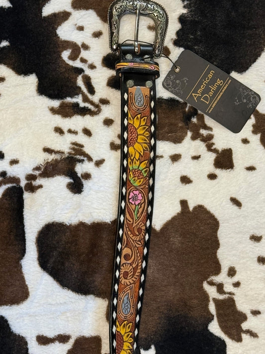Women's American Darling Sunflower, Paisley and Floral Pattern Belt