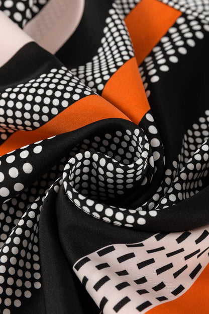 Women's Orange Polka Dot Vertical Striped Printed Puff Sleeve Blouse