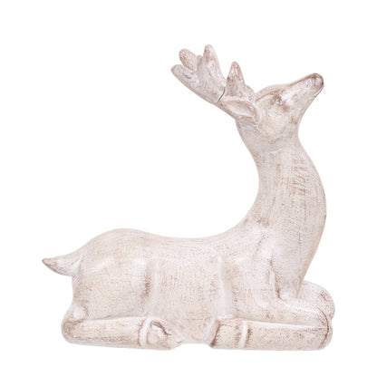 White Distressed Resin 'Upward-Look' Reindeer