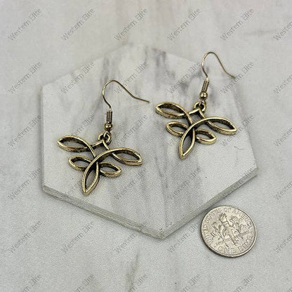 Golden Metal Dragonfly Earrings