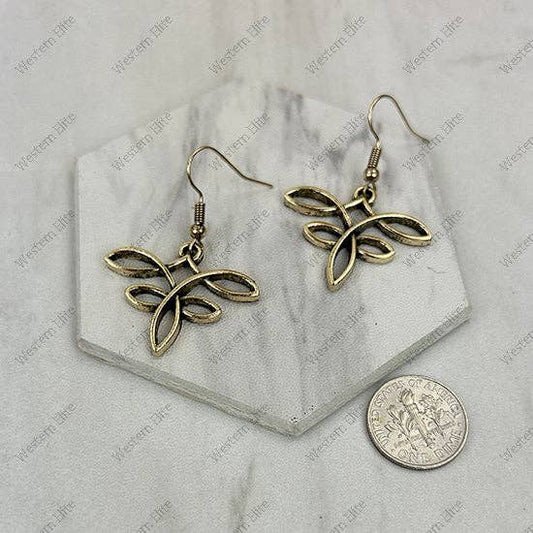 Golden Metal Dragonfly Earrings