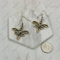 Golden Metal Dragonfly Earrings