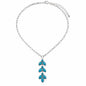 Turquoise Leaf Drop Necklace - Silver