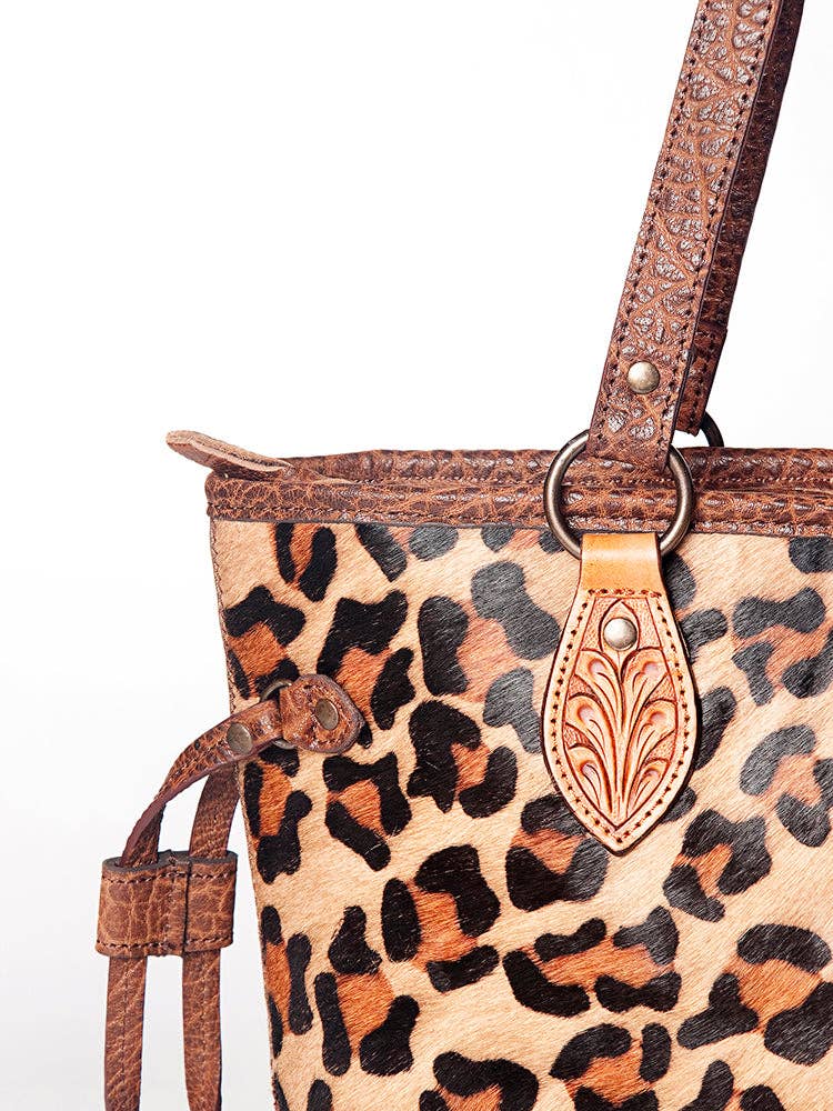 Leopard Hair-On Genuine Leather Women Tote