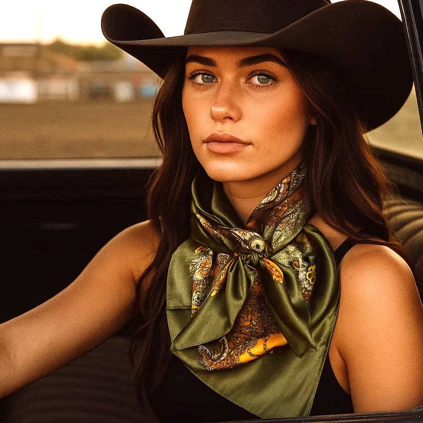 Olive Tone Paisley Wild Rag